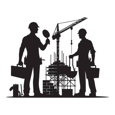 İnşaat İşçileri Silueti Bir Gökdelen A Vizyoner Projesi Yapıyor