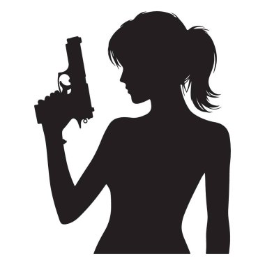 Silahlı Siluet 'in Parlak Silueti Silahlı ve Hazır Görüntü