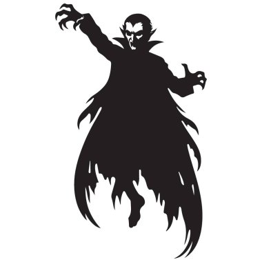 Tehditkar Vampir Silüeti Vektör İlülasyonu Saldırmaya Hazır Tasarım