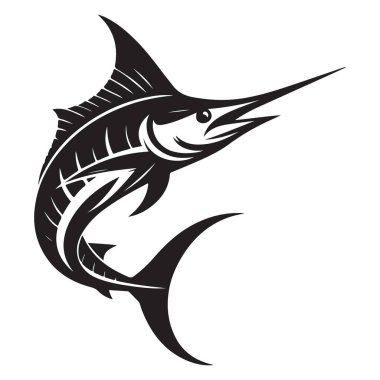 Marlin Siluet Vektör Sanatı Balık ve Denizcilik Tutkuları İçin Mükemmel