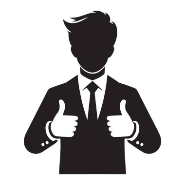 Pozitif İş Adamı Silüeti Vektör İllüstrasyonuName