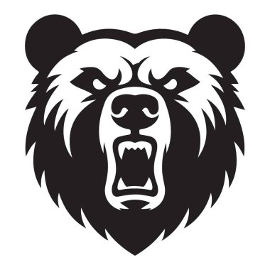 Kükreyen Ayı Başı Vektör Sanat Vahşi Siluet Logo Tasarımı