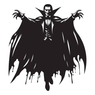 Vampir Vektör İllüstrasyonu Tehdit Eden Karanlık Siluet Şeytani Niyetli