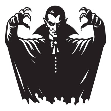 Klasik Vampir Çizimi Siluet Vektör Sanatı Tasarıma Hazır