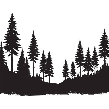 Huzurlu orman manzarası doğa manzaraları ve macera grafik tasarımı