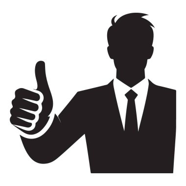Başarılı İşadamı Siluet Vektörü Başparmak Yukarı Hareketi Sembolü