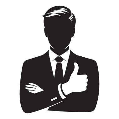 Güvenilir İşadamı Silueti Baş Parmakla Onaylama Sembolü
