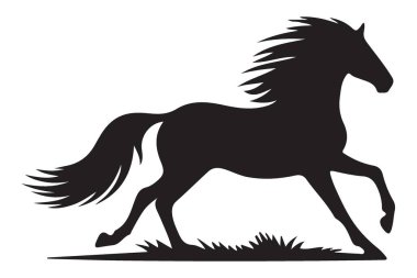 Siluet Dörtnala Atlı Dinamik Hareket Sembol Vektör Sanatı