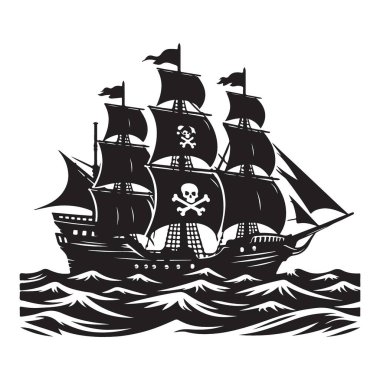 Deniz Silueti Resimlerinde Korsan Gemisi Yelkenciliği Büyük Maceralar