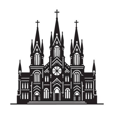 Dini ve Ruhsal Tasarımlar için çarpıcı Gotik Mimari Kilise İllüstrasyonu