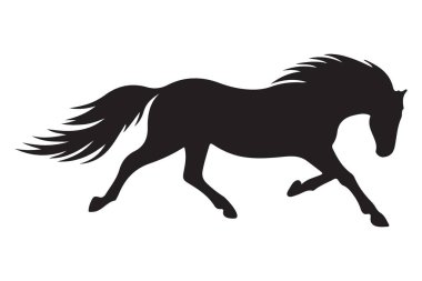 Yarış Tutkuları için Hızlı Koşan At Silueti Vektör Grafiği