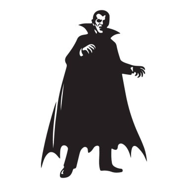 Klasik Drakula Vampiri Ayakta Duran Siluet Vektör Görüntü Dehşeti