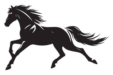 Yazdırma için Dörtnala At Silüeti Vektör Kalın Tasarımı