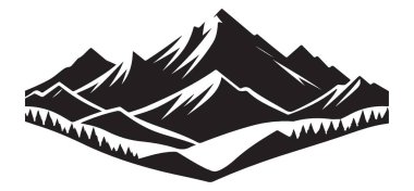 Dağ Aralığı Vektör Sanat Peyzajı Tasarımı Siyah Beyaz Siluet