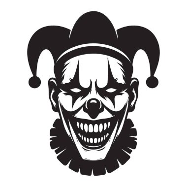 Ürkütücü Soytarı Siluet Vektör Tasarımı Cadılar Bayramı Dehşet Palyaçosu