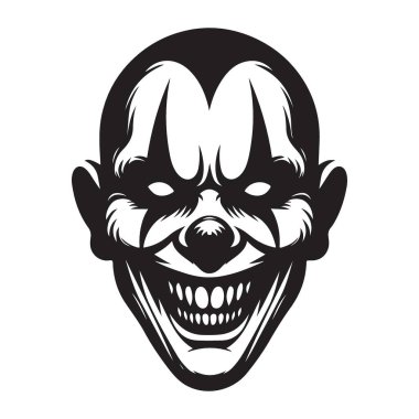 Cadılar Bayramı için Korkunç Şeytani Palyaço Surat Çizimi Tasarımı