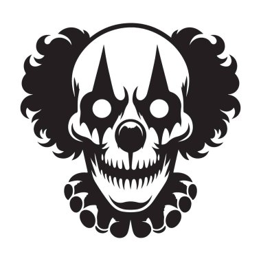 Ürkütücü Kafatası Palyaço Kafa İllüstrasyon Vektörü Cadılar Bayramı Teması Tasarımı