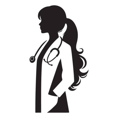 Stethoscope Zarif Vektör Grafik Resimli Siluet Doktoru
