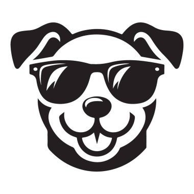 Serin Köpek Güneş Gözlüğü Giyiyor Siluet Vektör Hayvan Çizimi