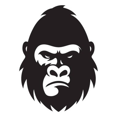 Kızgın Goril Silueti Yüz Vektör Logosu Maskot Grafiksel Elementi
