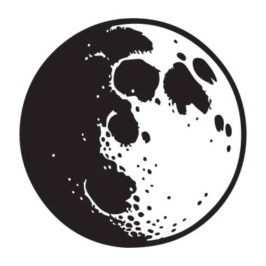 Ayrıntılı Ay Faz Resmetme Vektörü Dolunay Yüzey Tasarımı