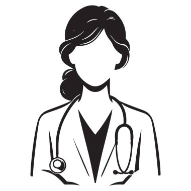 Stetoskop Vektör Grafik Resimli Kadın Doktor Silueti