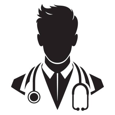 Silüet Doktor Avatar Vektör İllüstrasyon Bakım Profesyonel Tıbbi Uygulayıcı