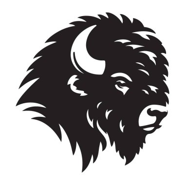 Majestic Buffalo Silueti Baş Profil Vektörü Çizimi