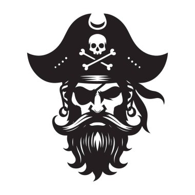 Göz bandı ve Sakallı Korsan Portre Vektör Resimleri