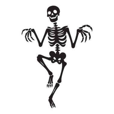 Dans Eden İskelet Siluet Vektör İllüstrasyon Cadılar Bayramı Parti Sanatı