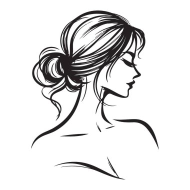 Dağınık Çörek Saç Tarzı Güzellik İçin Vektör Tasarımı Yapan Zarif Kadın