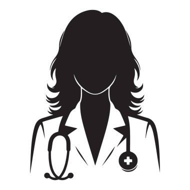 Stetoskop vektör illüstrasyon grafik kaynaklı siluet kadın doktor