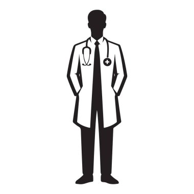 Stethoscope Sağlık Projeleri için Tüm Vücut Doktor Silueti