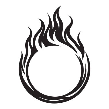 Yanan Ateş Çemberi Vektörü Grafik Yoğun Ateşli Çember