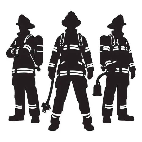 Bir grup adanmış itfaiyeci silueti acil servise hazır bekliyor.