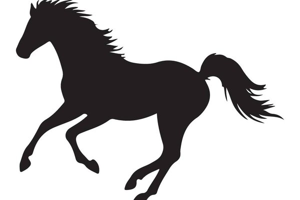 Силуэт величественной лошади, скачущей в векторной графике