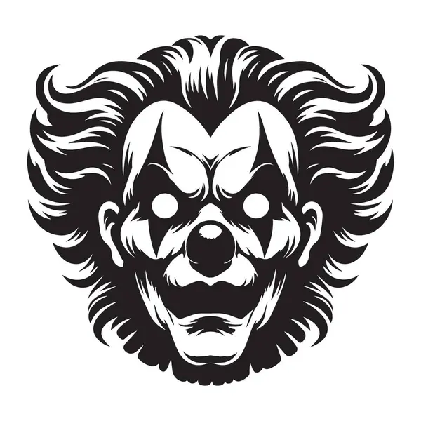 Ürkütücü Palyaço Kafası Vektör Resimli Siluet Tasarımı Grafik Elementi