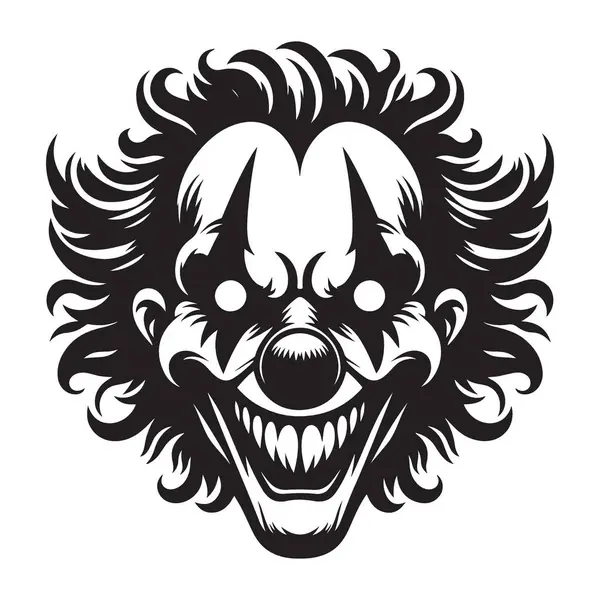 Korkunç palyaço illüstrasyonu, şeytani dijital sanatla ürpertici bir yüz.