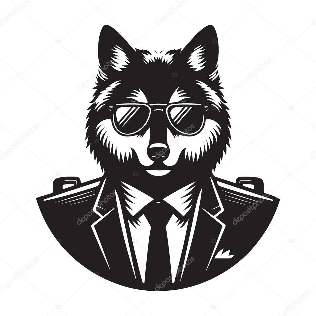 Cool Wolf in Suit Vector Illustration for Business Professionals
