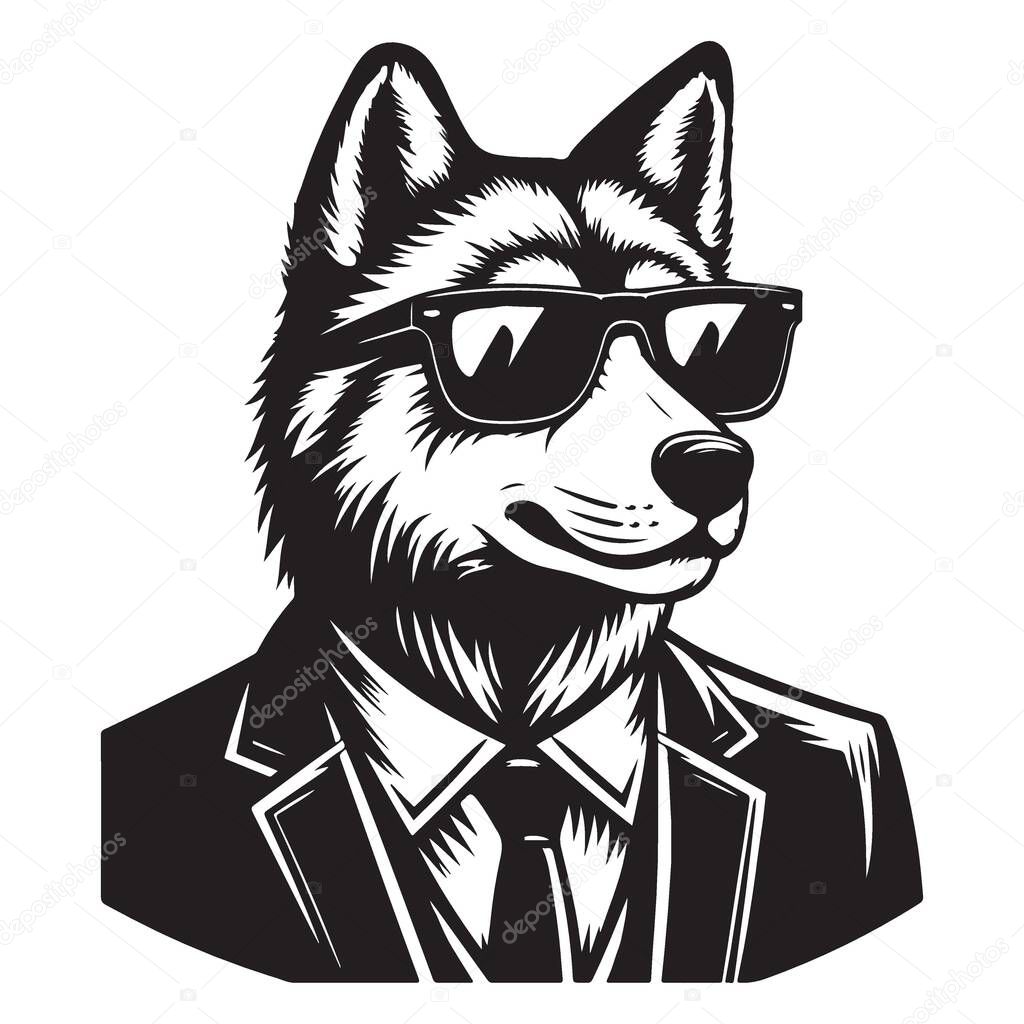 Suave Wolf in Suit Vector Illustration Classy Animal Design
