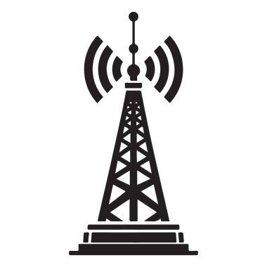 Radyo İletişim Kulesi Kablosuz Teknoloji Tasarımı Silüet Vektörü