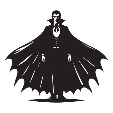 Yarasa Kanatlı Görkemli Vampir Kont Silueti Vector Sanatı
