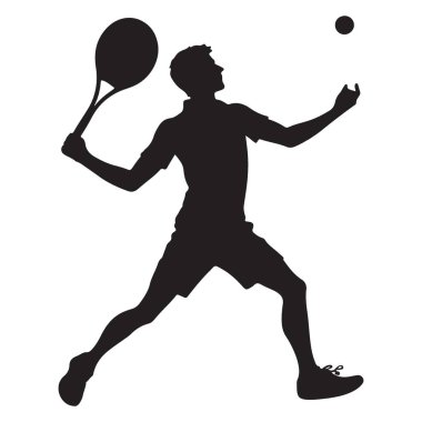 Tenisçi Siluet Top Vektör Spor İllüstrasyonu