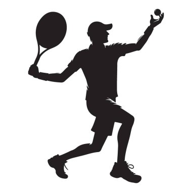 Siluet Tenis Oyuncusu Top Vektörü Grafik Çizimi