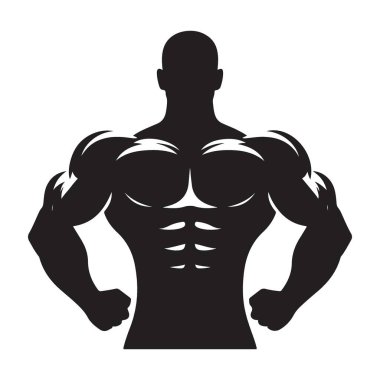 Siluet Vücut Geliştirici Kas Resimlendirme Vektörü Pozisyonu