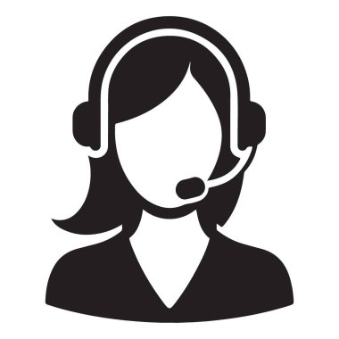Kulaklık Vektör Sanatı ile Kadın Müşteri Hizmeti Silüeti Simgesi