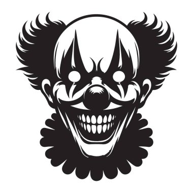 Korku Tasarımları İçin Korkunç Palyaço Yüzlü Grafik Vektör Sanatı