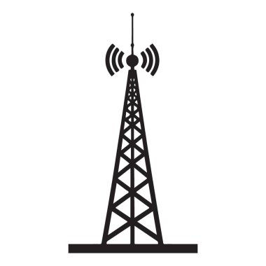 Anten ile İletişim Kulesi Silueti Sinyal Vektörü Resmi Gönderiyor
