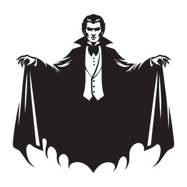 Klasik Drakula Silueti Vektör İllüzyonu Gotik Vampir Tasarımı Sanatı