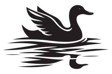 Su Yansıma Vektöründe Ördek Yüzüşünün Zarif Silueti